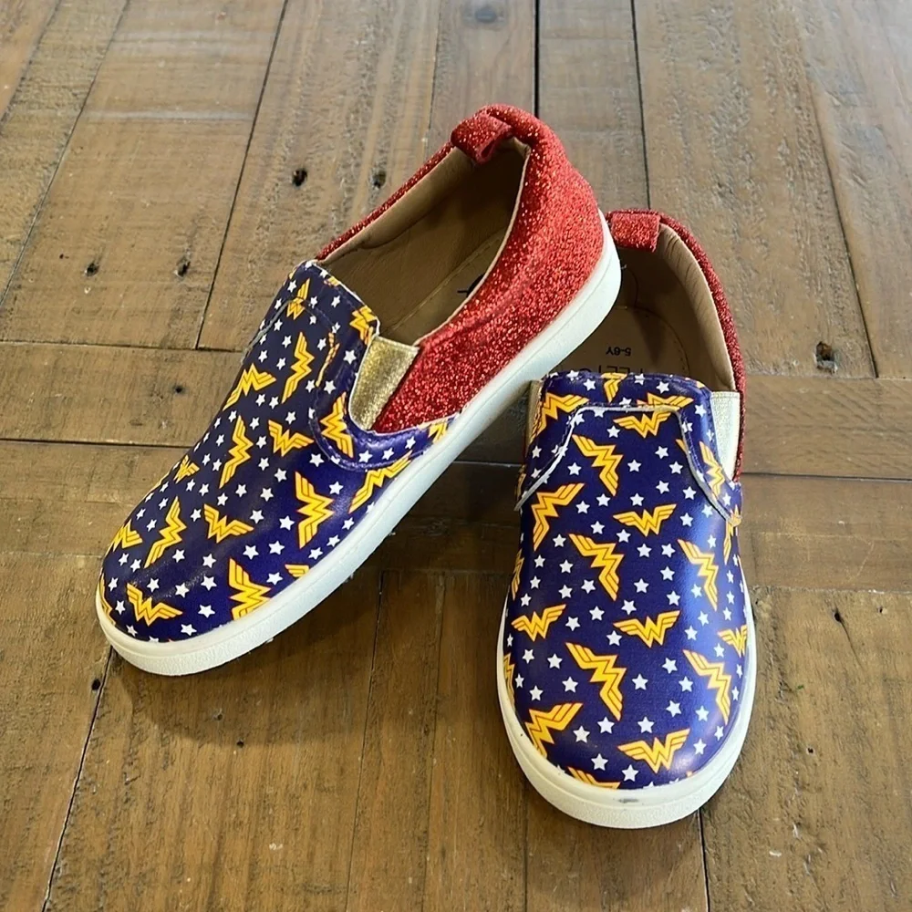 Monkey feet wonder woman slip on sneakers